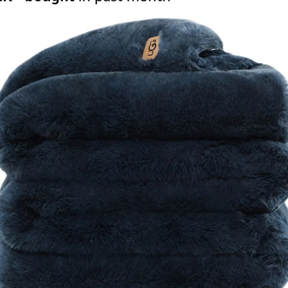 UGG Plush Faux Fur Throw Blanket in Deep Navy